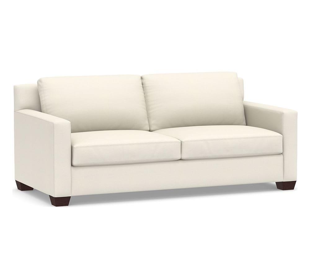 York Square Arm Upholstered Sofa 80.5", Down Blend Wrapped Cushions, Textured Twill Ivory - Image 0