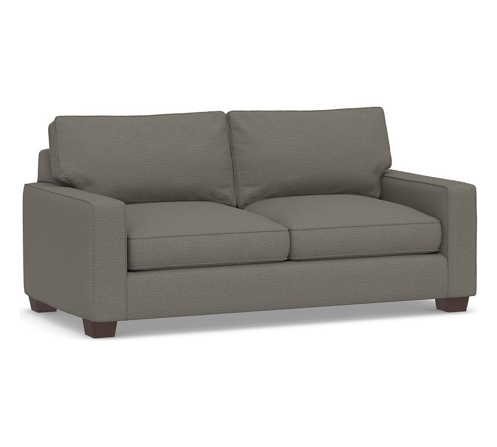 PB Comfort Square Arm Upholstered Deluxe Sleeper Sofa, Box Edge Memory Foam Cushions, Chunky Basketweave Metal - Image 0