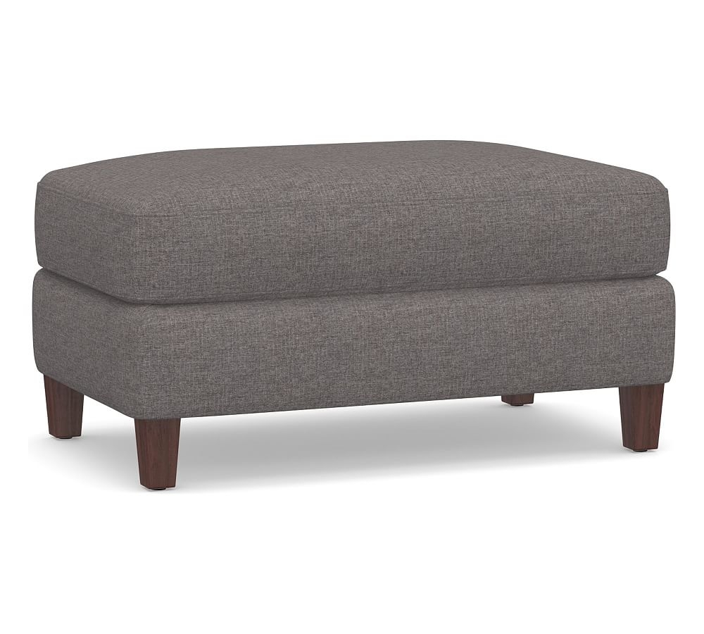 SoMa Ember Upholstered Ottoman, Polyester Wrapped Cushions, Brushed Crossweave Charcoal - Image 0