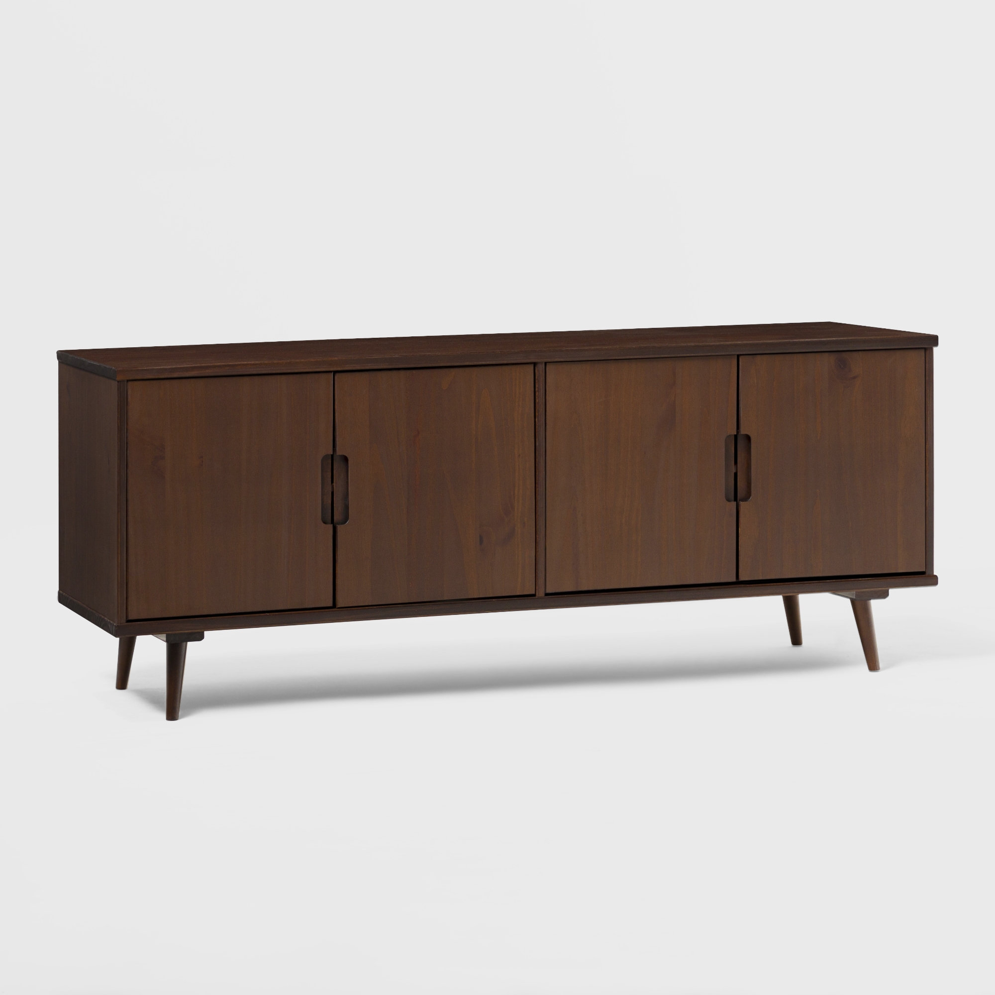 60" 4-Door Solid Wood TV Stand - Walnut - Image 0