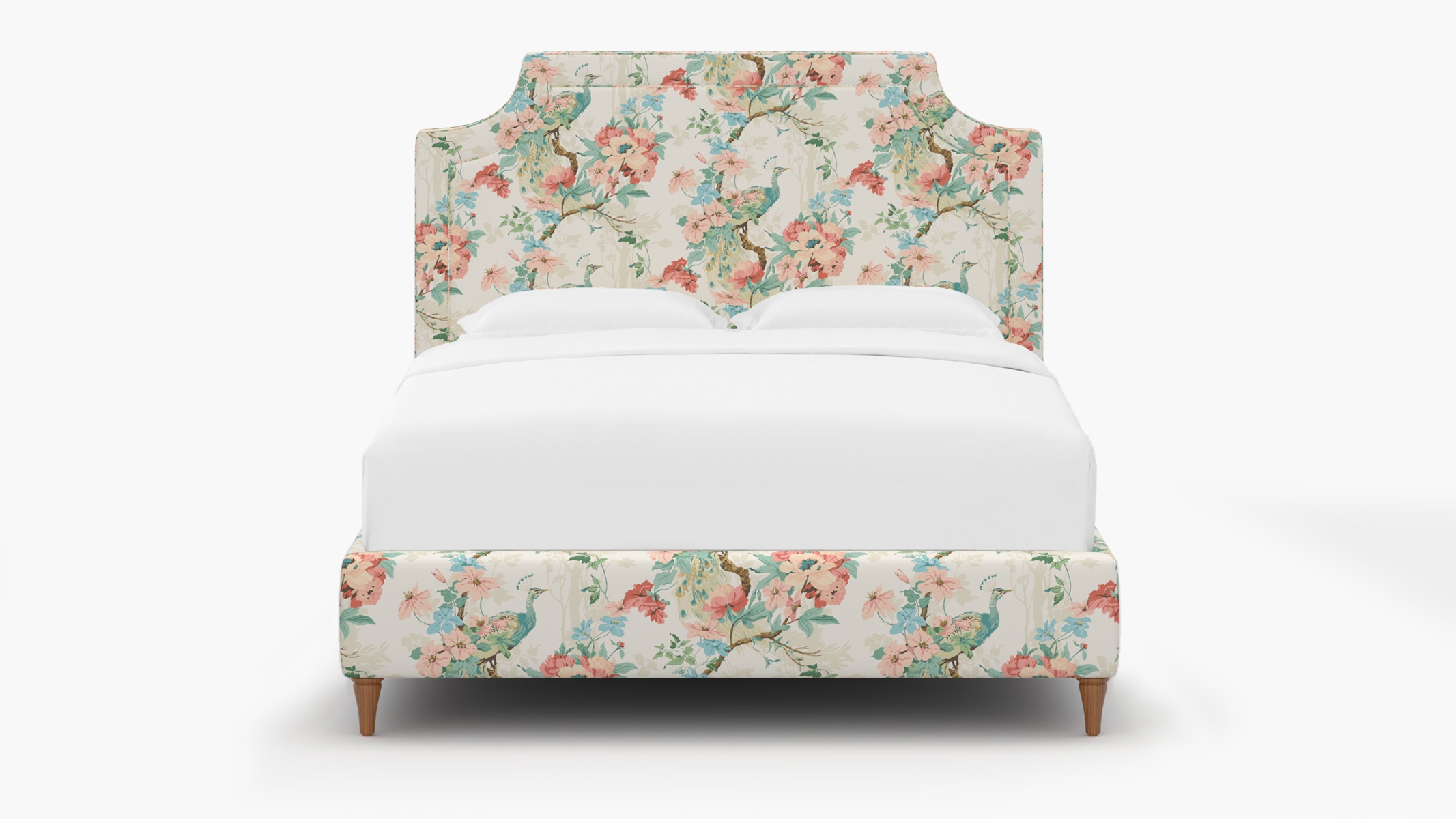Deco Bed, Rose Peacock Park, Walnut Decorative Tapered Leg, Twin - Image 0