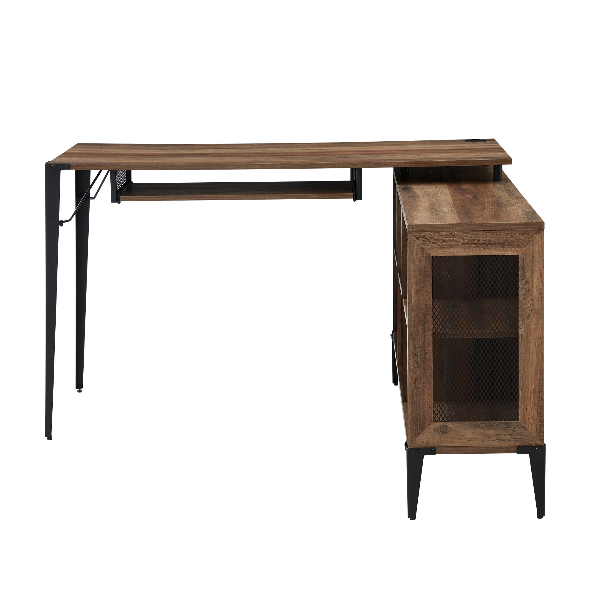 52" L Shaped Computer Desk with Storage - Rustic Oak - Image 0