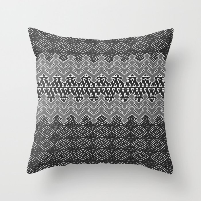 Akra In Black And White Couch Throw Pillow by Becky Bailey - Cover (18" x 18") with pillow insert - Indoor Pillow - Image 0