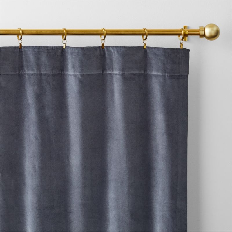 Storm Grey Cotton Velvet Window Curtain Panel with Lining 48"x96" - Image 2