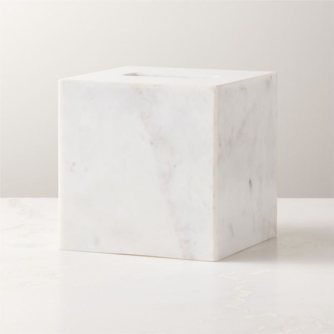 Nexus White Marble Tissue Box Cover - Image 0