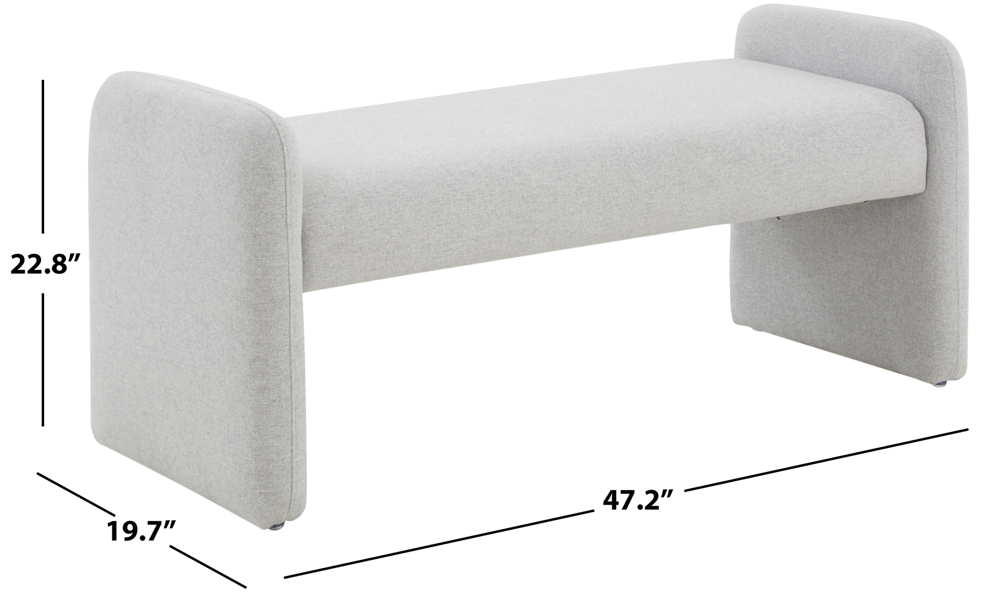 Patsy Chiclet Bench - Light Grey - Image 5