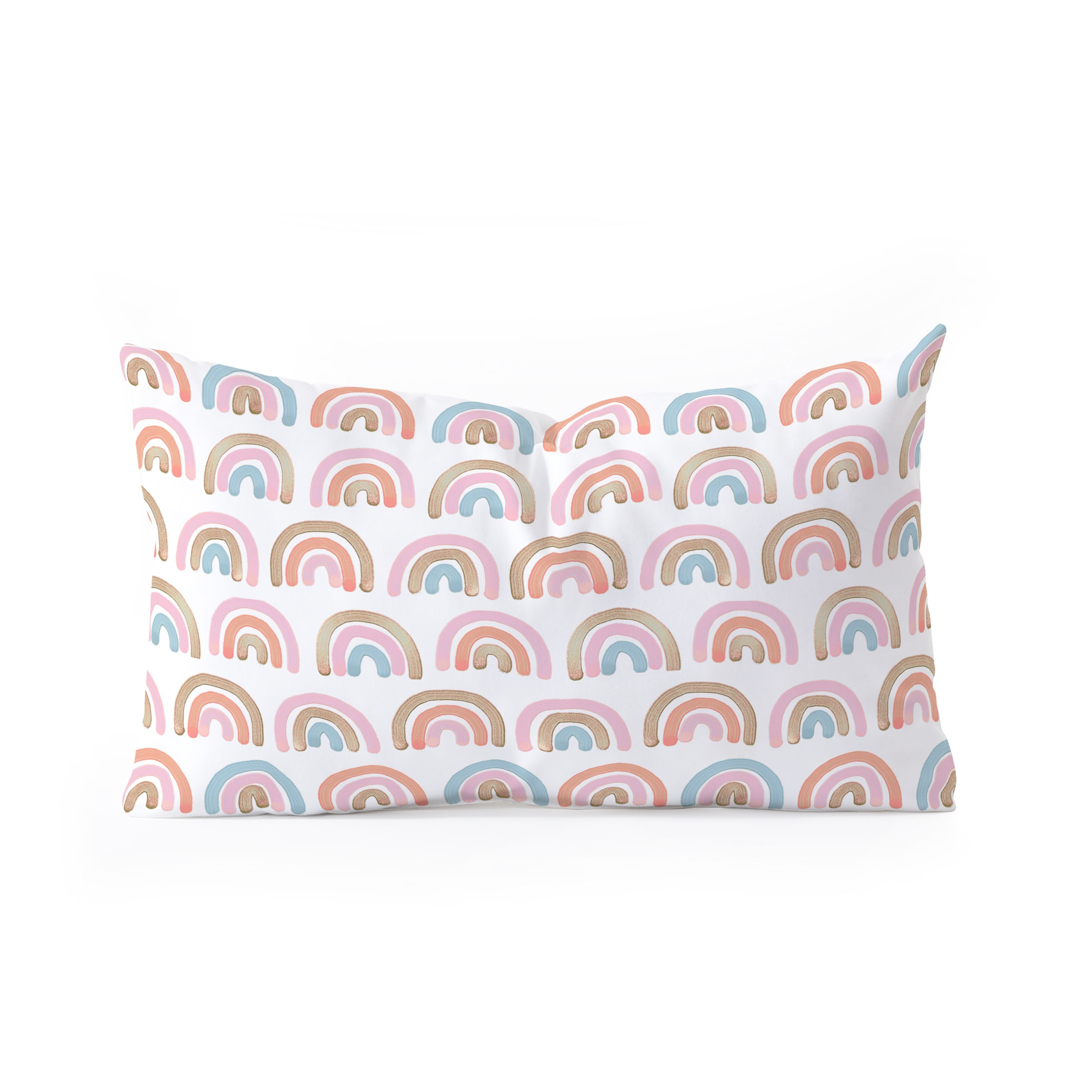 Pink Rainbows by Emanuela Carratoni - Oblong Throw Pillow 24" x 13" - Image 0