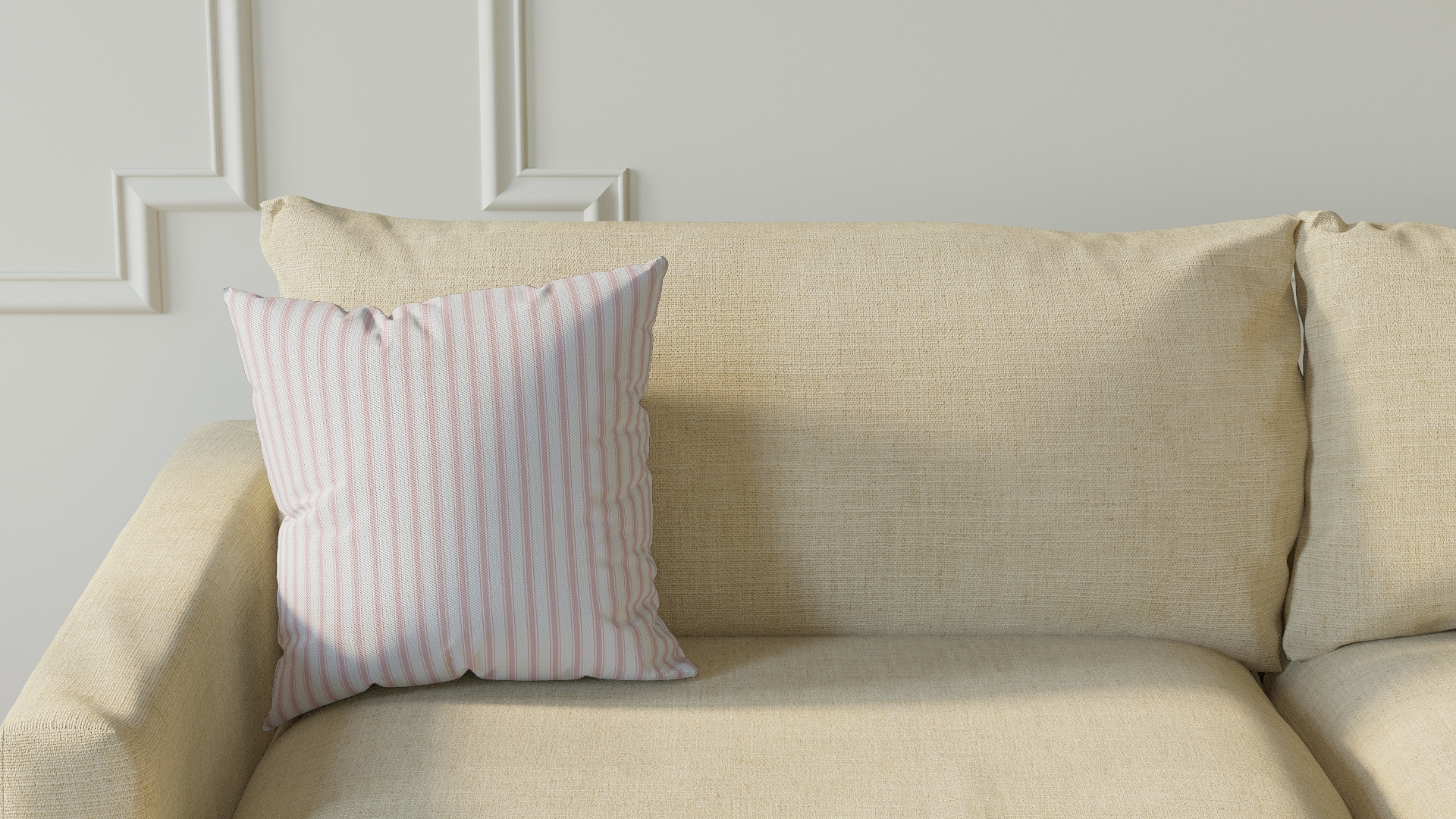 Throw Pillow 16", Pink Classic Ticking Stripe, 16" x 16" - Image 2
