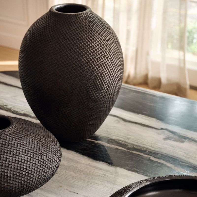 Cusco Textured Black Terracotta Vase Tall - Image 2