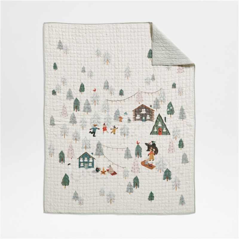 Winter Village Kantha Christmas Kids Full/Queen Quilt - Image 3