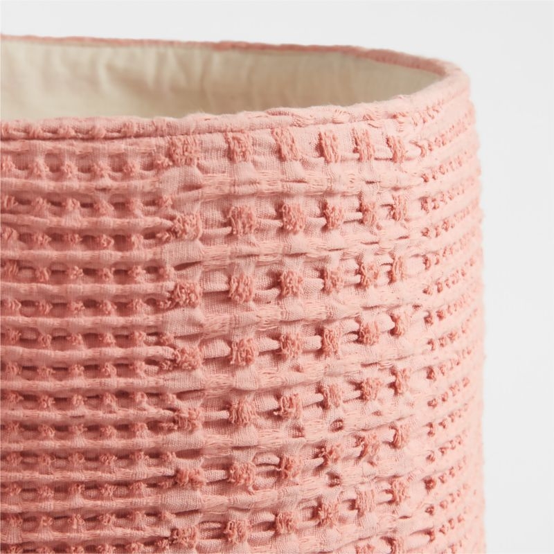 Nella Rose Pink Cotton Waffle Weave Large Storage Bin with Handles - Image 5