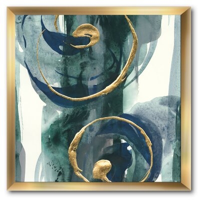 'Mettalic Indigo and Gold II' - Picture Frame Print on Canvas - Image 0