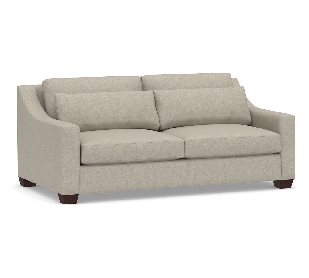 York Slope Arm Upholstered Deep Seat Sofa 81" 2-Seater, Down Blend Wrapped Cushions, Performance Boucle Fog - Image 0