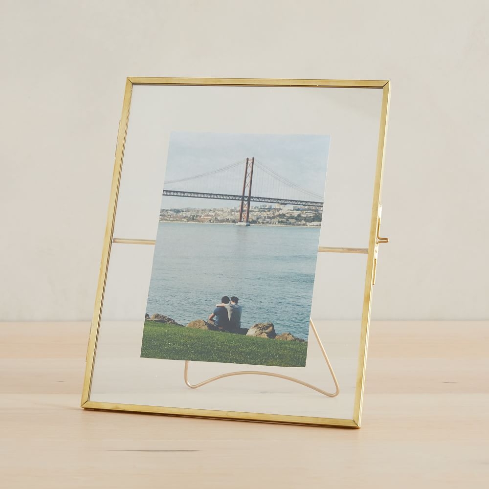 Terrace Frames With Kickstand, Antique Brass, Holds 5"x7" & 8"x10" - Image 0