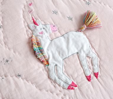 Rainbow Unicorn Toddler Quilt, Pink Multi - Image 1