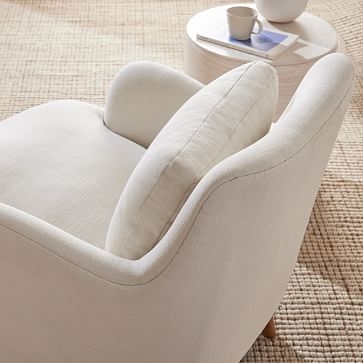 Sophie Lounge Chair, Yarn Dyed Linen Weave, Alabaster, Natural Oak - Image 2