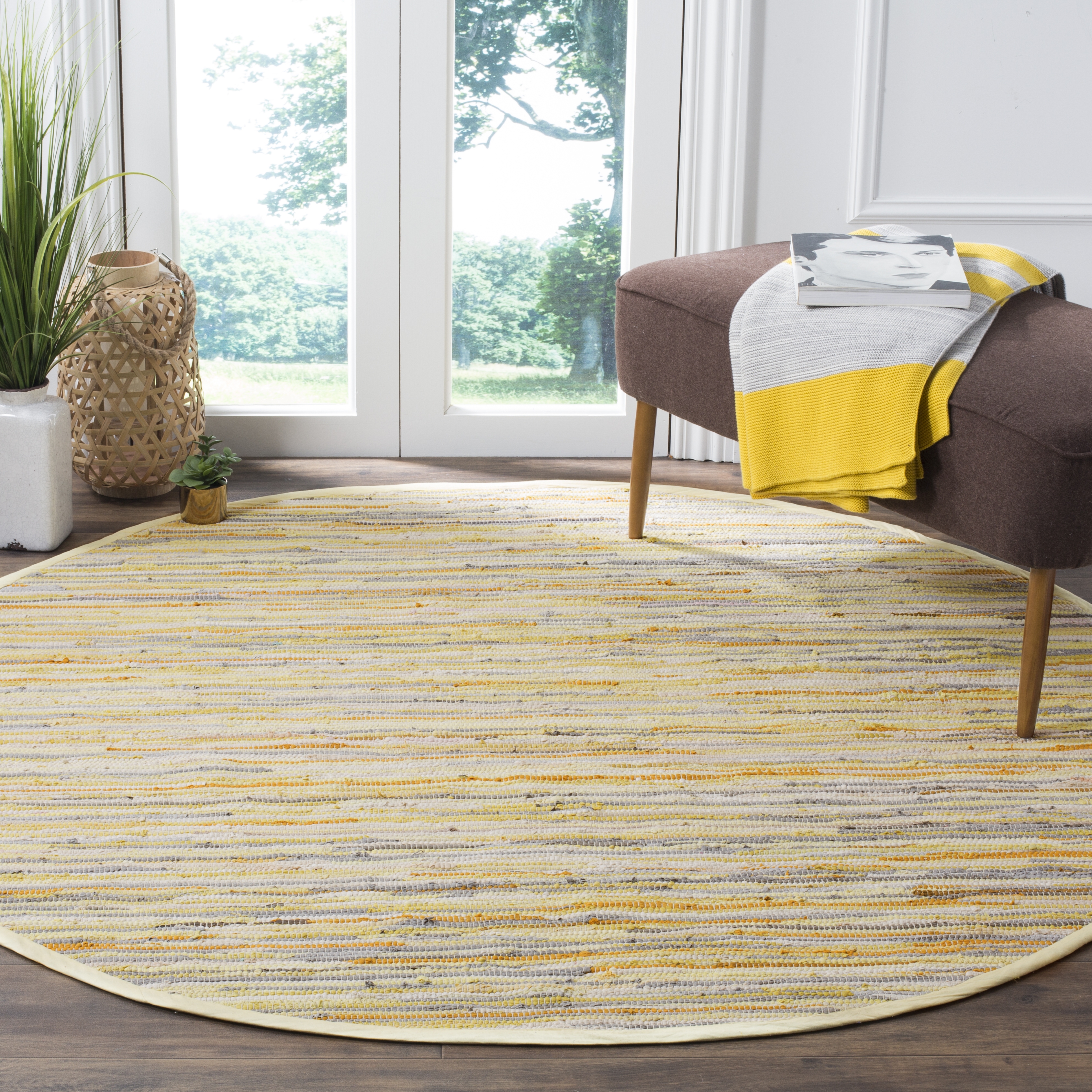 Arlo Home Hand Woven Area Rug, RAR129N, Gold/Multi,  6' X 6' Round - Image 1