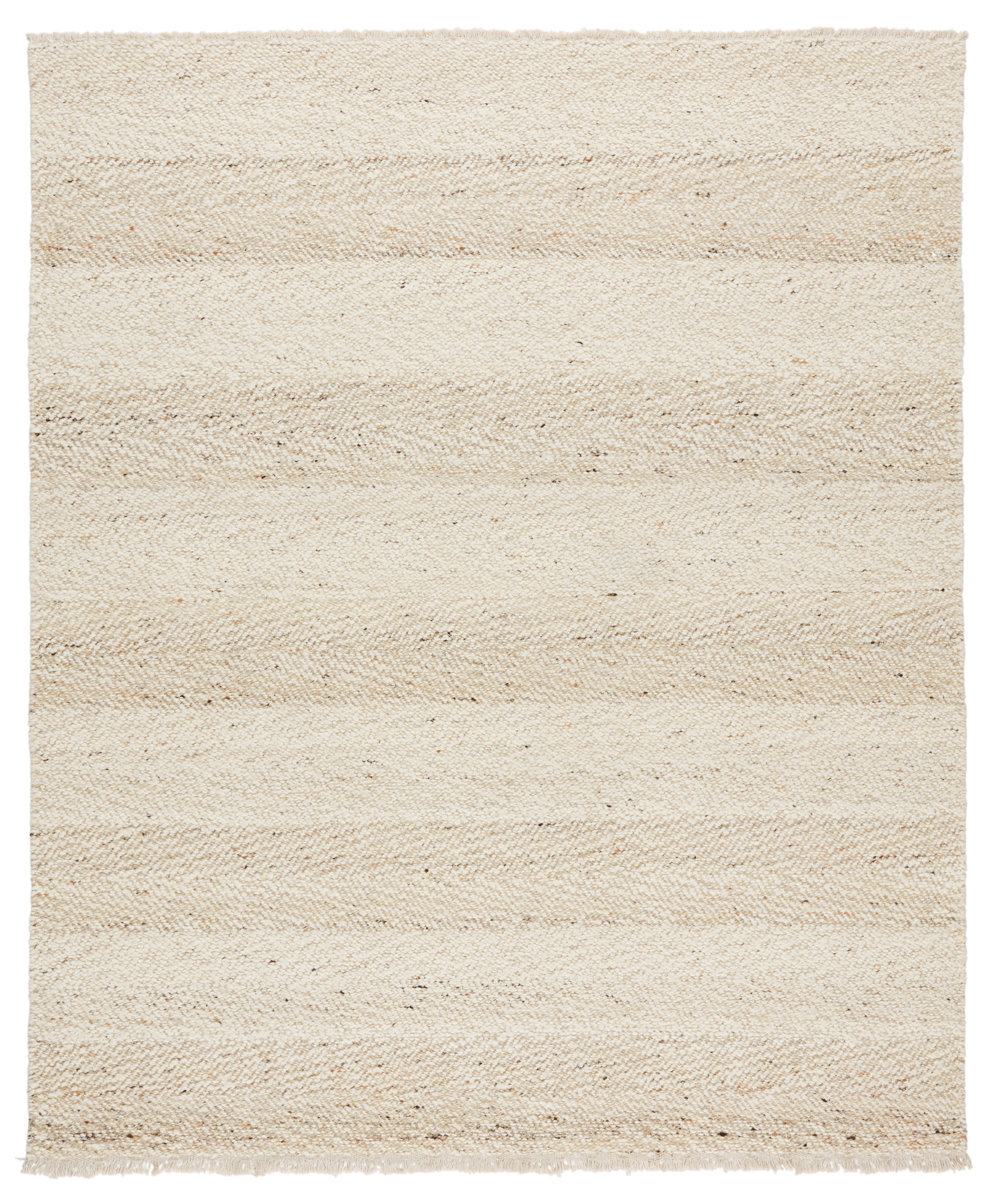 Klarna LEO04 Handmade Stripes Beige and Cream Area Rug (6'x9') - Image 0