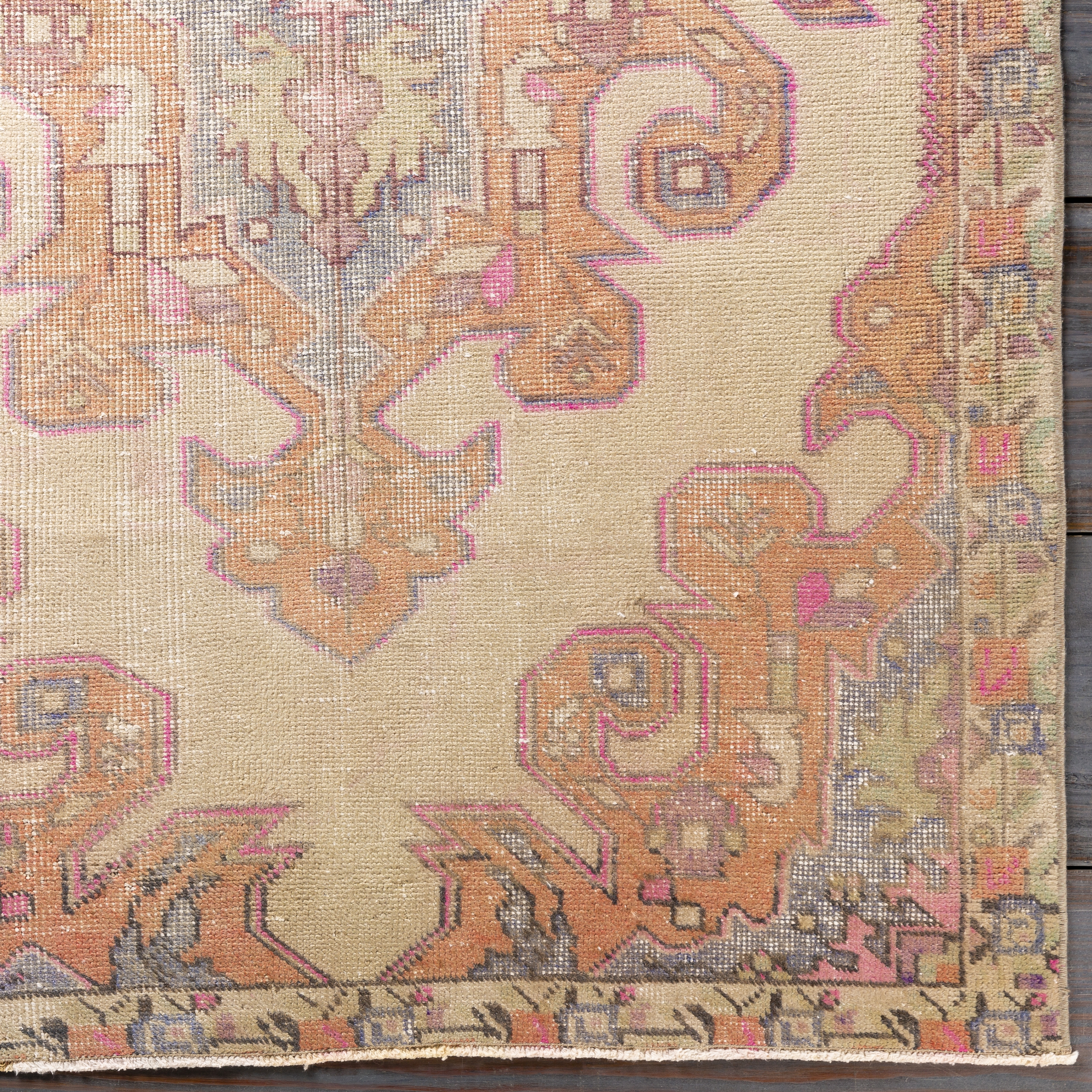 Antique One of a Kind  Indoor 4'3" x 7' Handmade Rug - Image 3