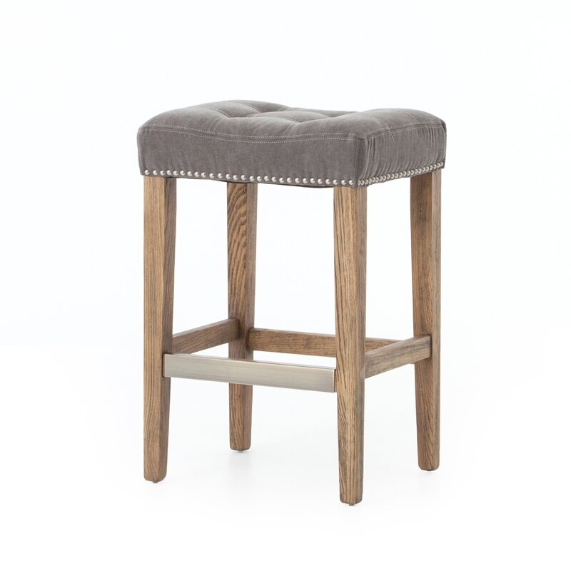 Four Hands Sean 26" Bar Stool Color: Brown, Upholstery: Canvas - Dark Moon - Image 0