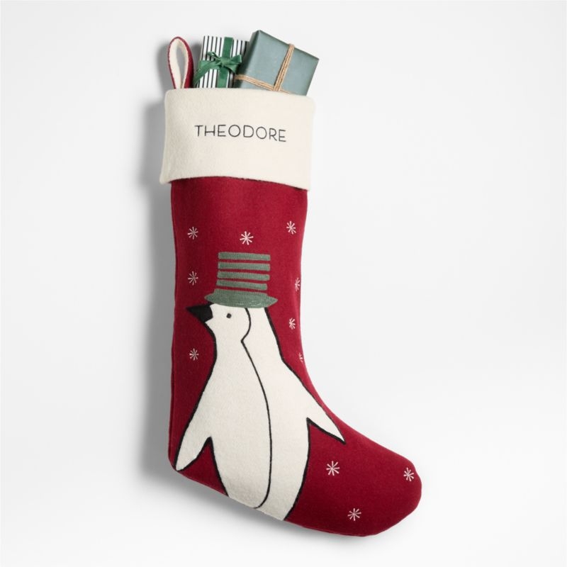 Arctic Friends Penguin Wool Christmas Stocking by Joan Anderson - Image 2