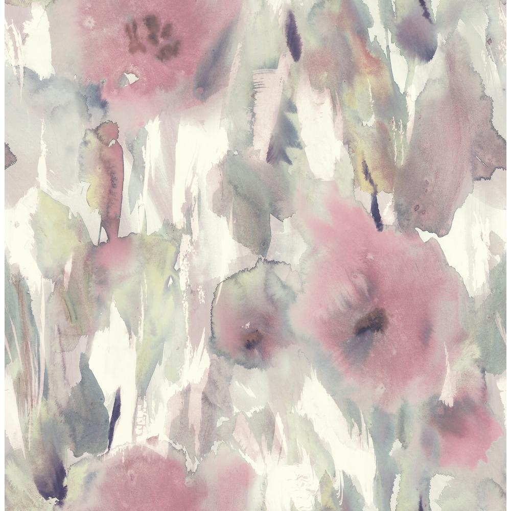 Seabrook Designs Watercolor Floral Pearl, Blush, and Gray Abstract Wallpaper, Pearl/ Blush/ and Gray - Image 0