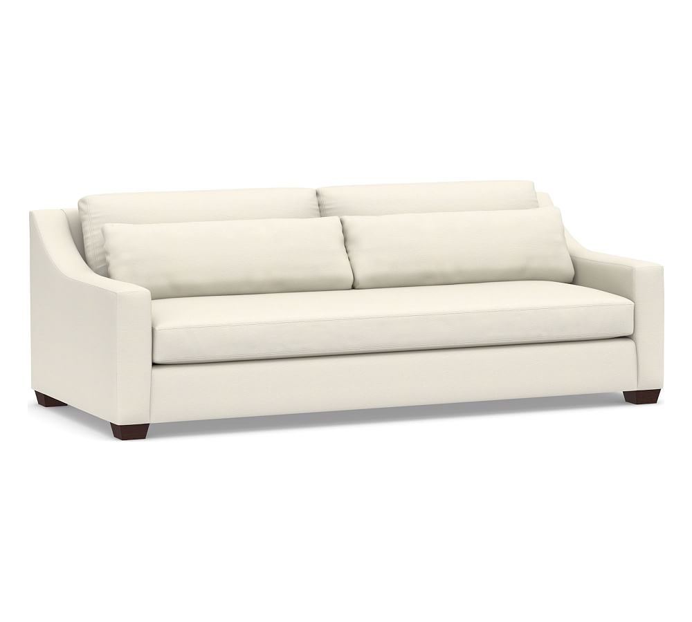 York Slope Arm Upholstered Deep Seat Grand Sofa 95" 2X1, Down Blend Wrapped Cushions, Textured Twill Ivory - Image 0