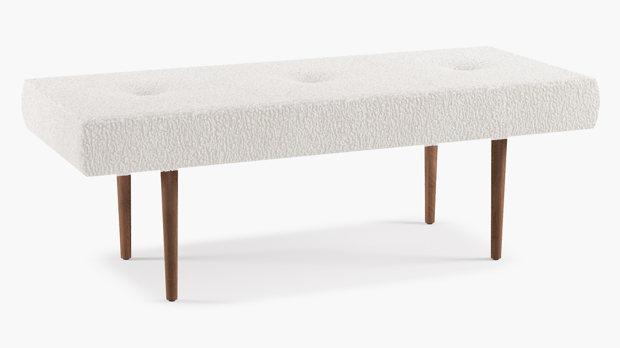 Mid-Century Bench, Sheepskin, Espresso - Image 1