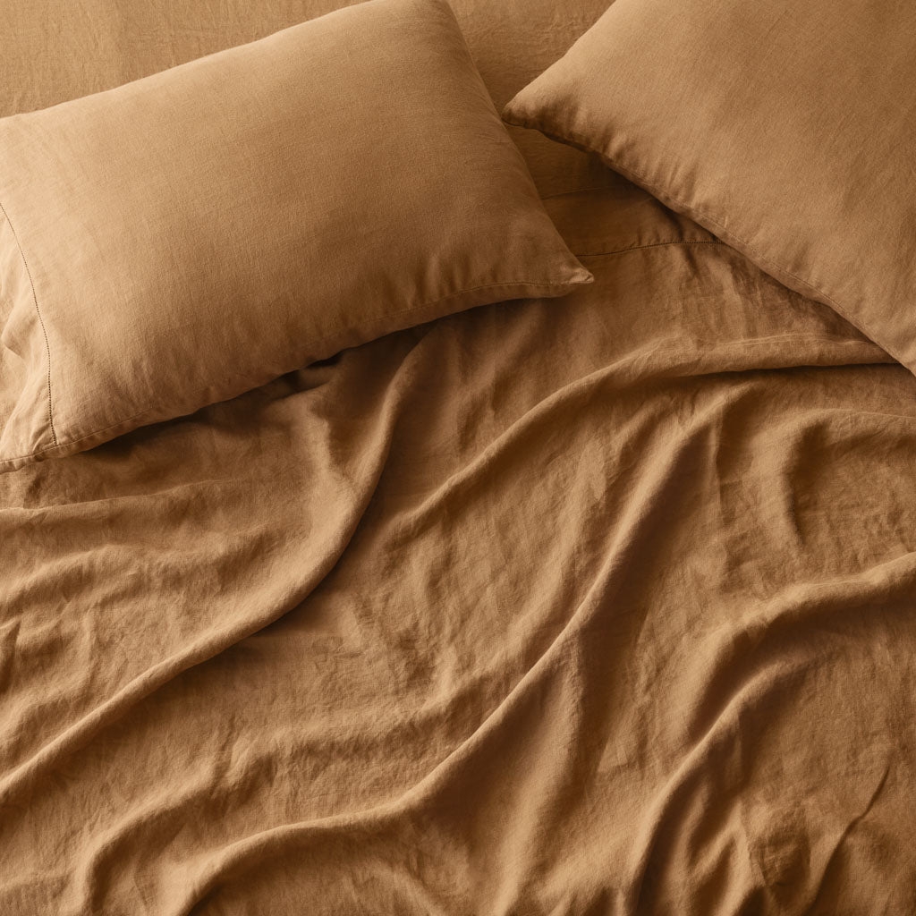 The Citizenry Stonewashed Linen Bed Sheet Set | Queen | Solid Sand - Image 1
