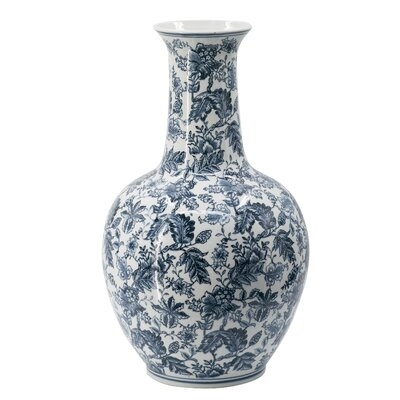 Las Ventanas Blue 23.8'' Porcelain Table Vase - Image 0