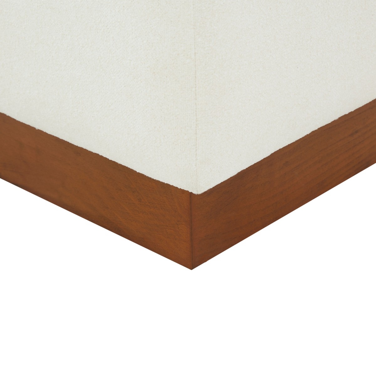 Natalya Square Ottoman - Ivory / Walnut - Image 2