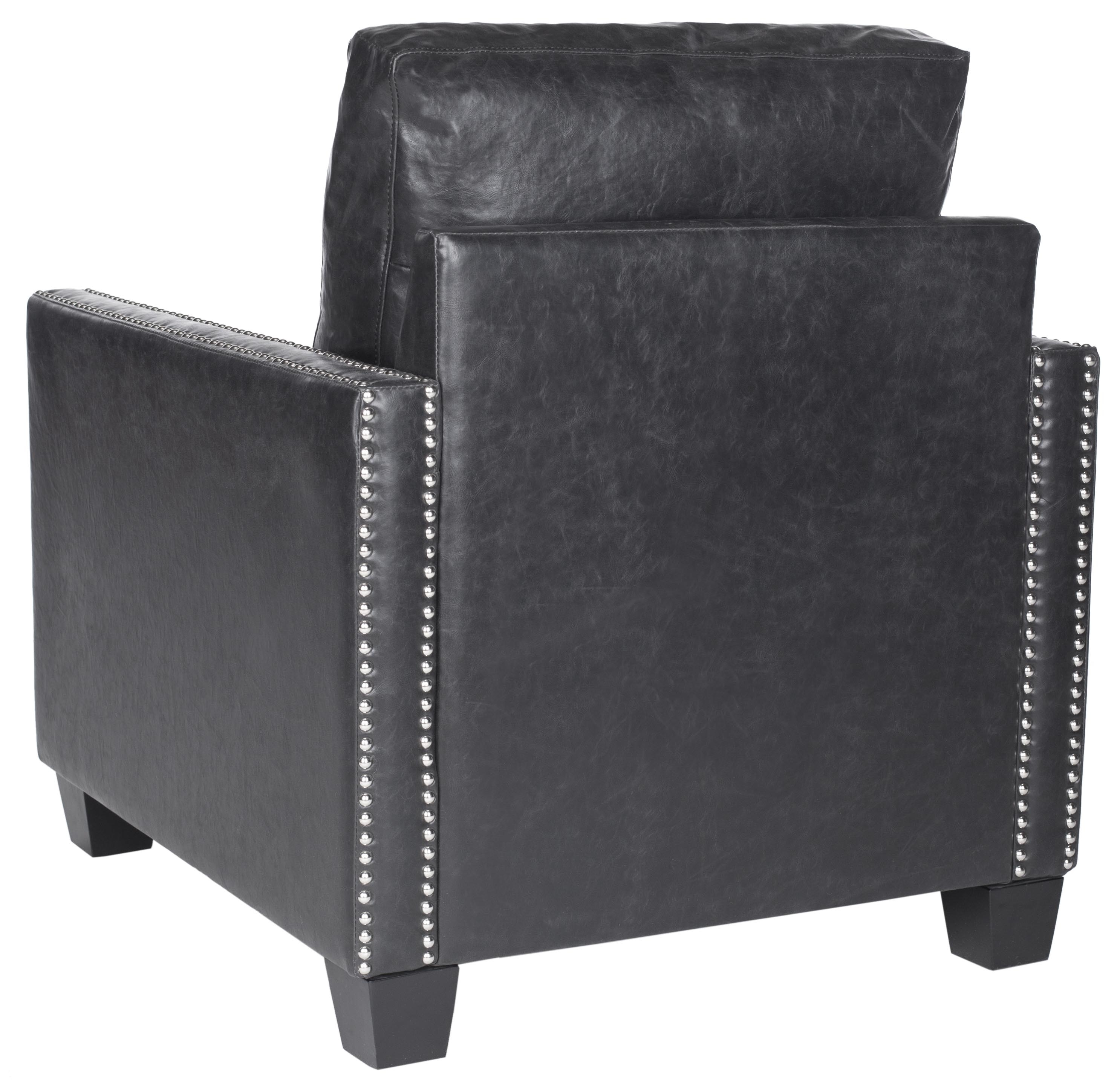 Horace Leather Club Chair - Silver Nail Heads - Antique Black/Black - Arlo Home - Image 2
