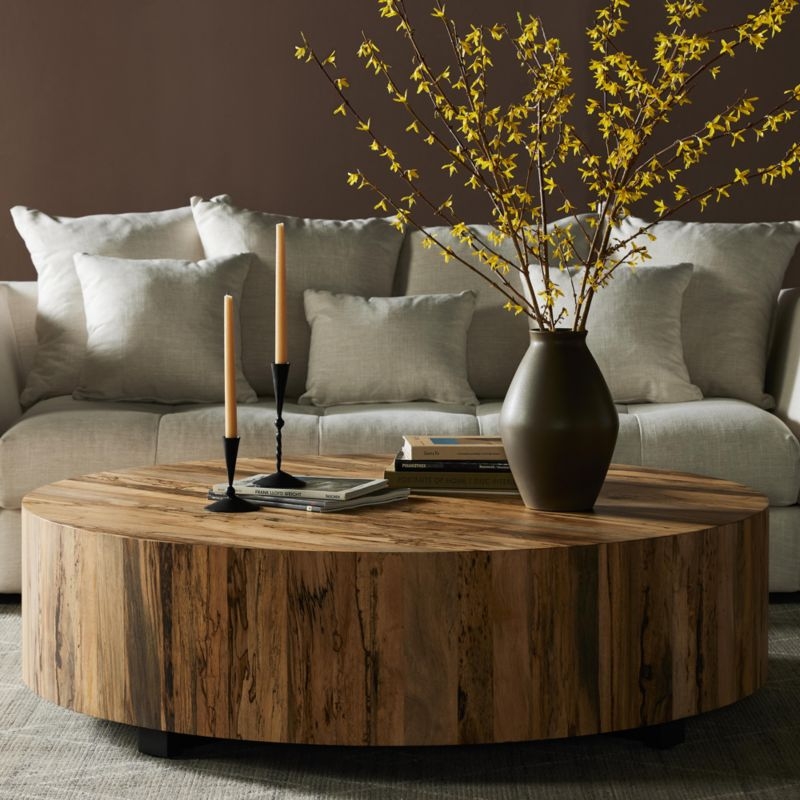 Dillon Spalted Primavera Wood 55" Round Coffee Table - Image 1