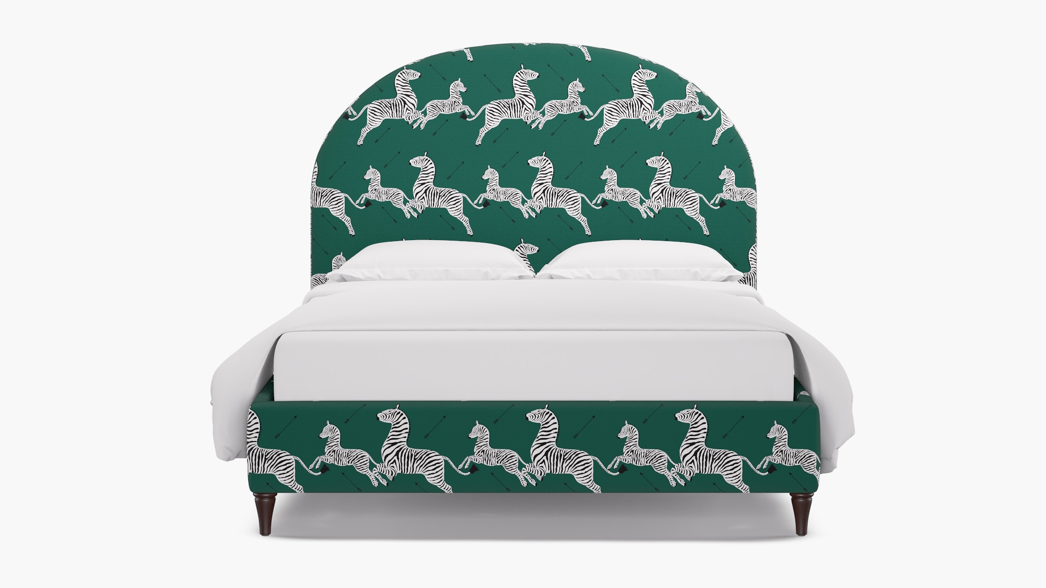 Demilune Bed, Emerald Zebra, Espresso Decorative Tapered Leg, King - Image 0