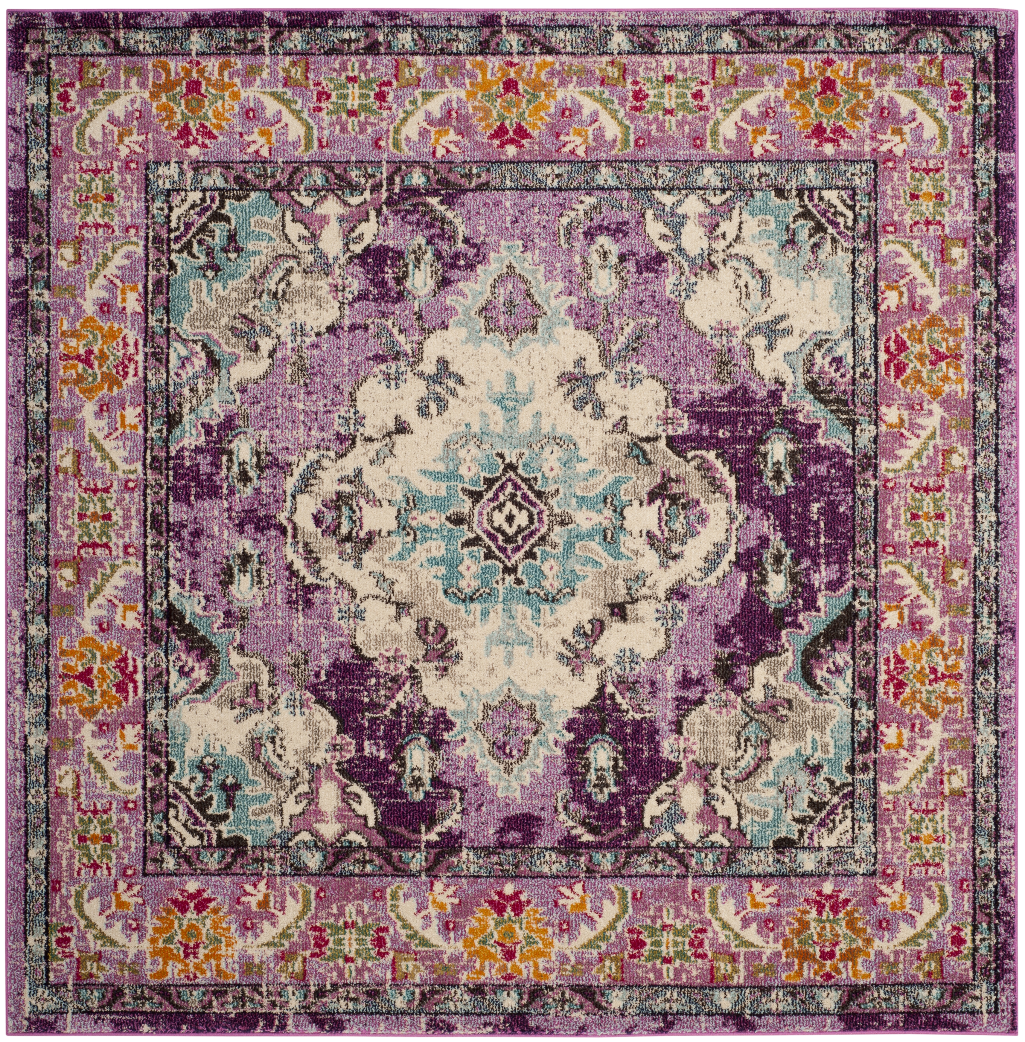 Arlo Home Woven Area Rug, MNC243L, Violet/Light Blue,  6' 7" X 6' 7" Square - Image 0