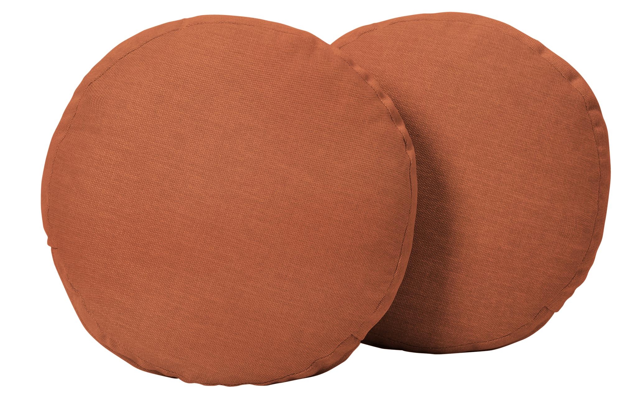 Pink Decorative Mid Century Modern Round Pillows 16 x 16 (Set of 2) - Plush Terra Rose - Image 0