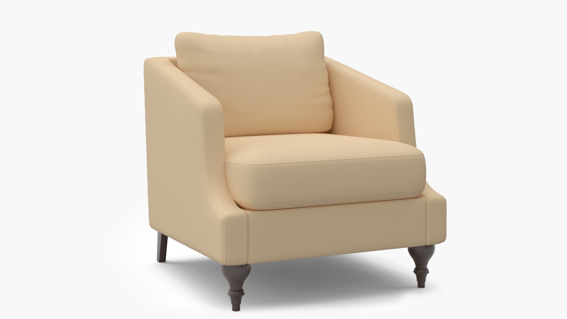 Slope Arm Chair, Flax Twill, Espresso Turned Wood Leg - Image 1