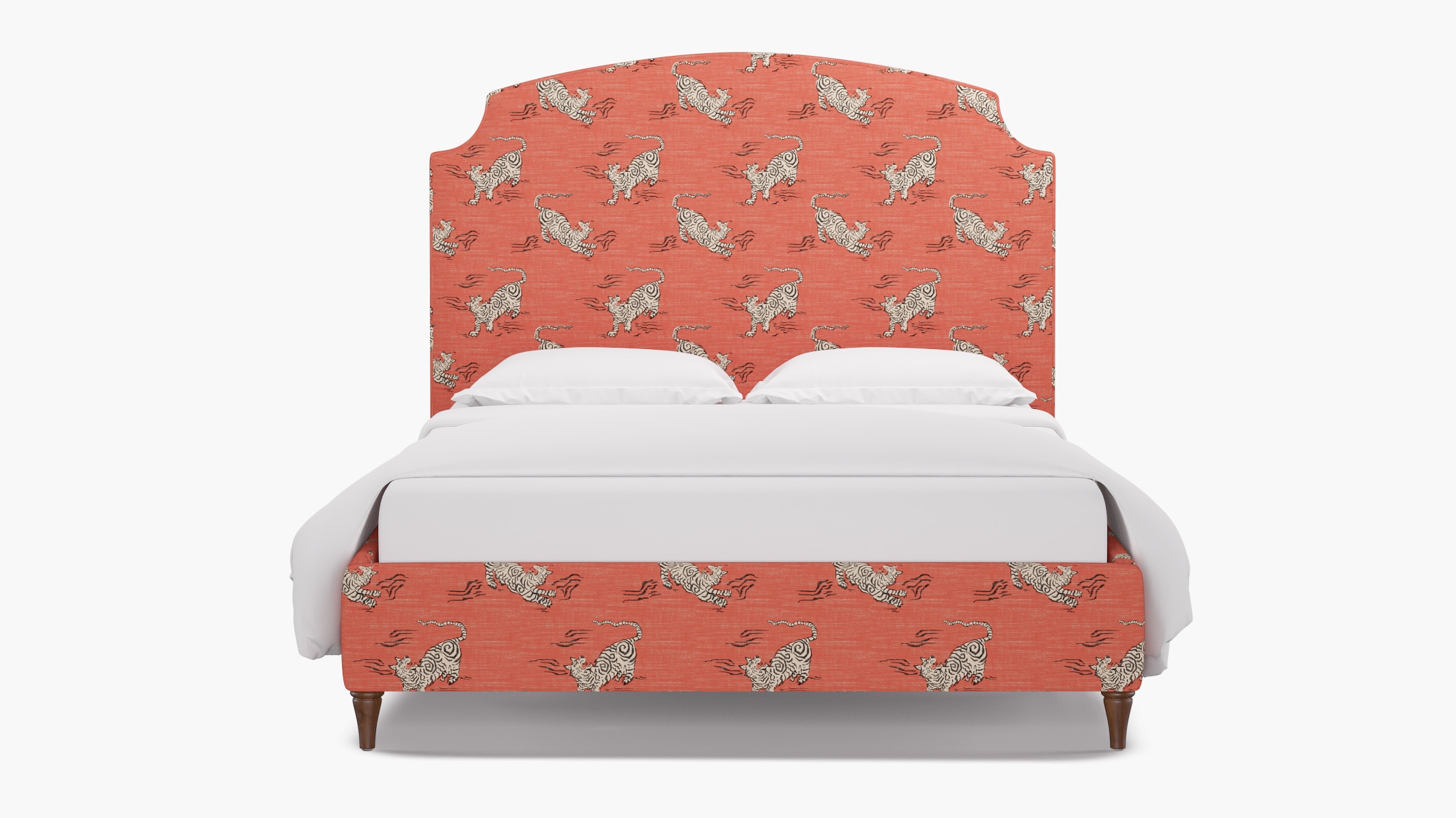 Cove Bed, Coral Tigresse, Walnut Decorative Tapered Leg, Twin - Image 0