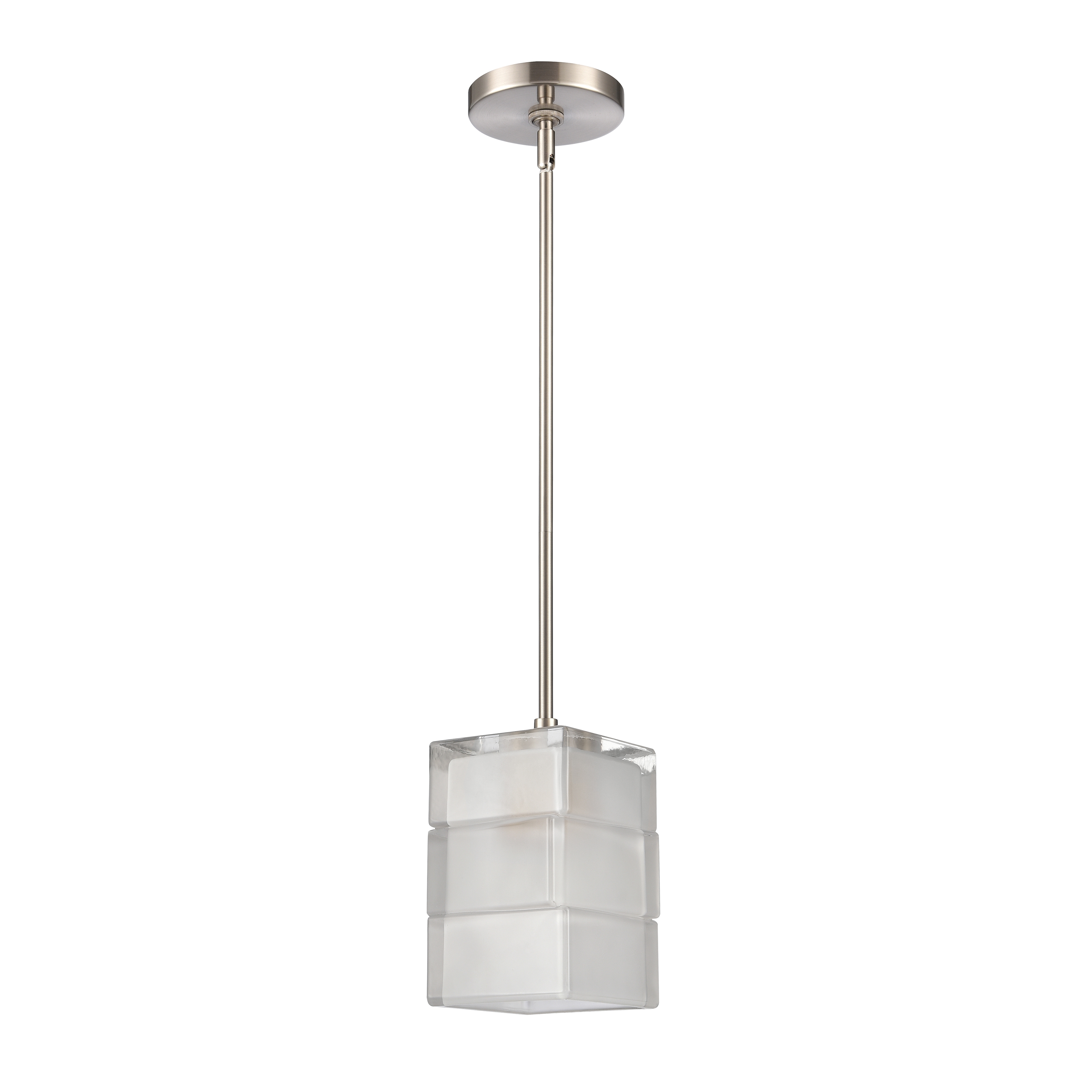 Ice Blocks 6'' Wide 1-Light Mini Pendant - Satin Nickel - Image 1