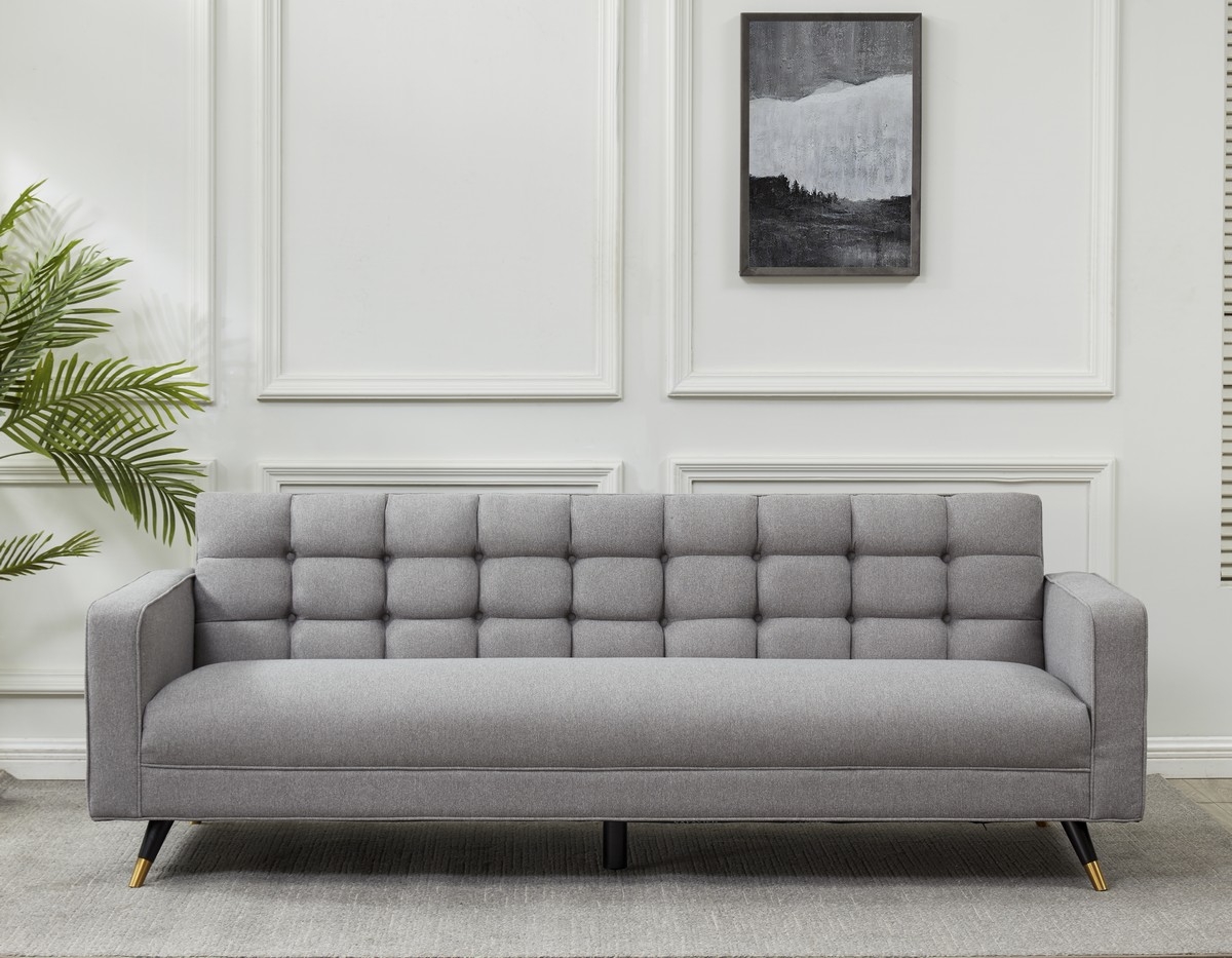 Bradson Tufted Back Sofa - Light Grey/Black - Image 1