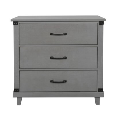 Versatile Nightstand With Two Built-In Shelves Cabinet And An Open Storage,Gray - Image 0