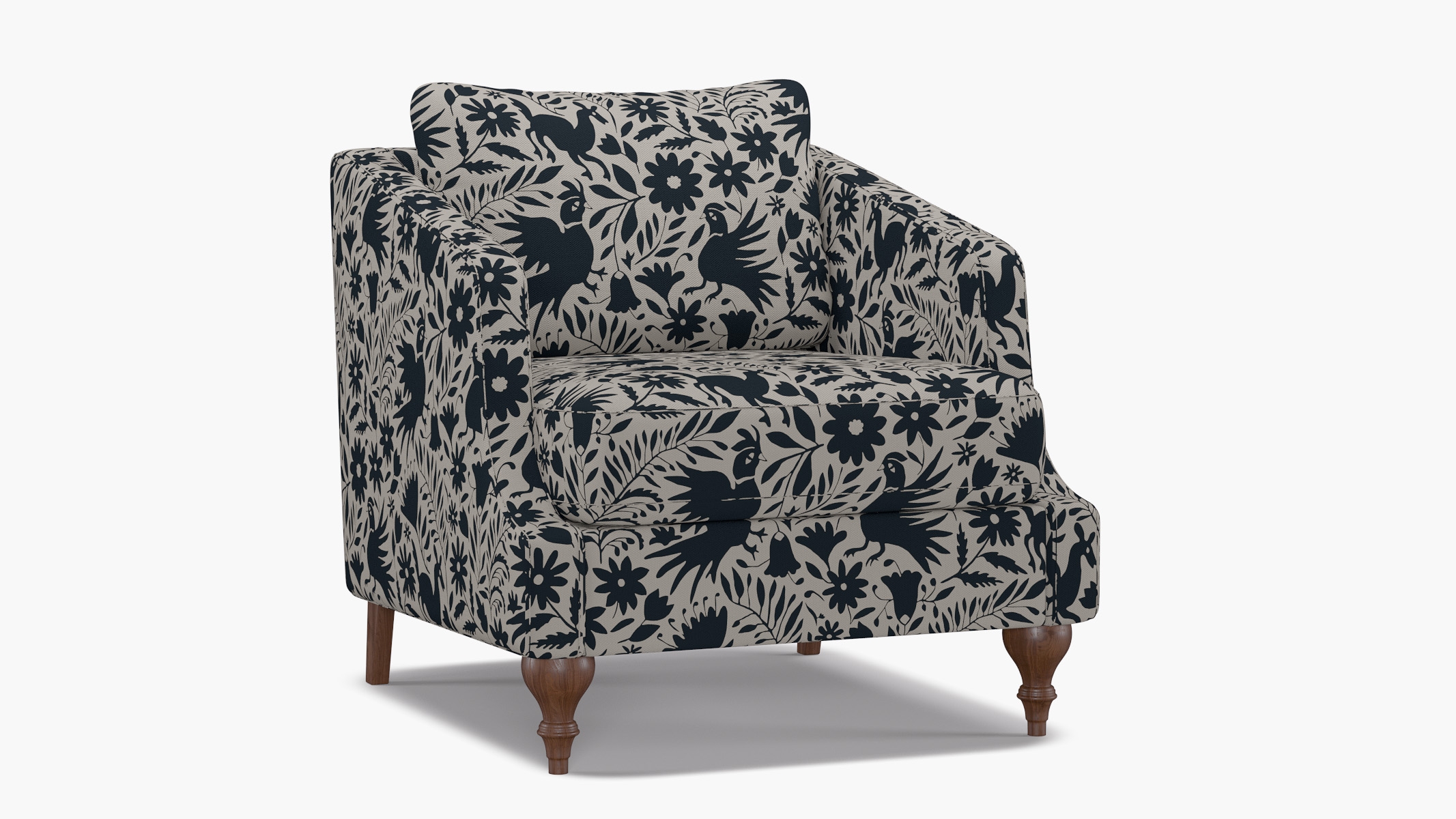 Slope Arm Chair, Ink Frida, Walnut Turned Wood Leg - Image 1