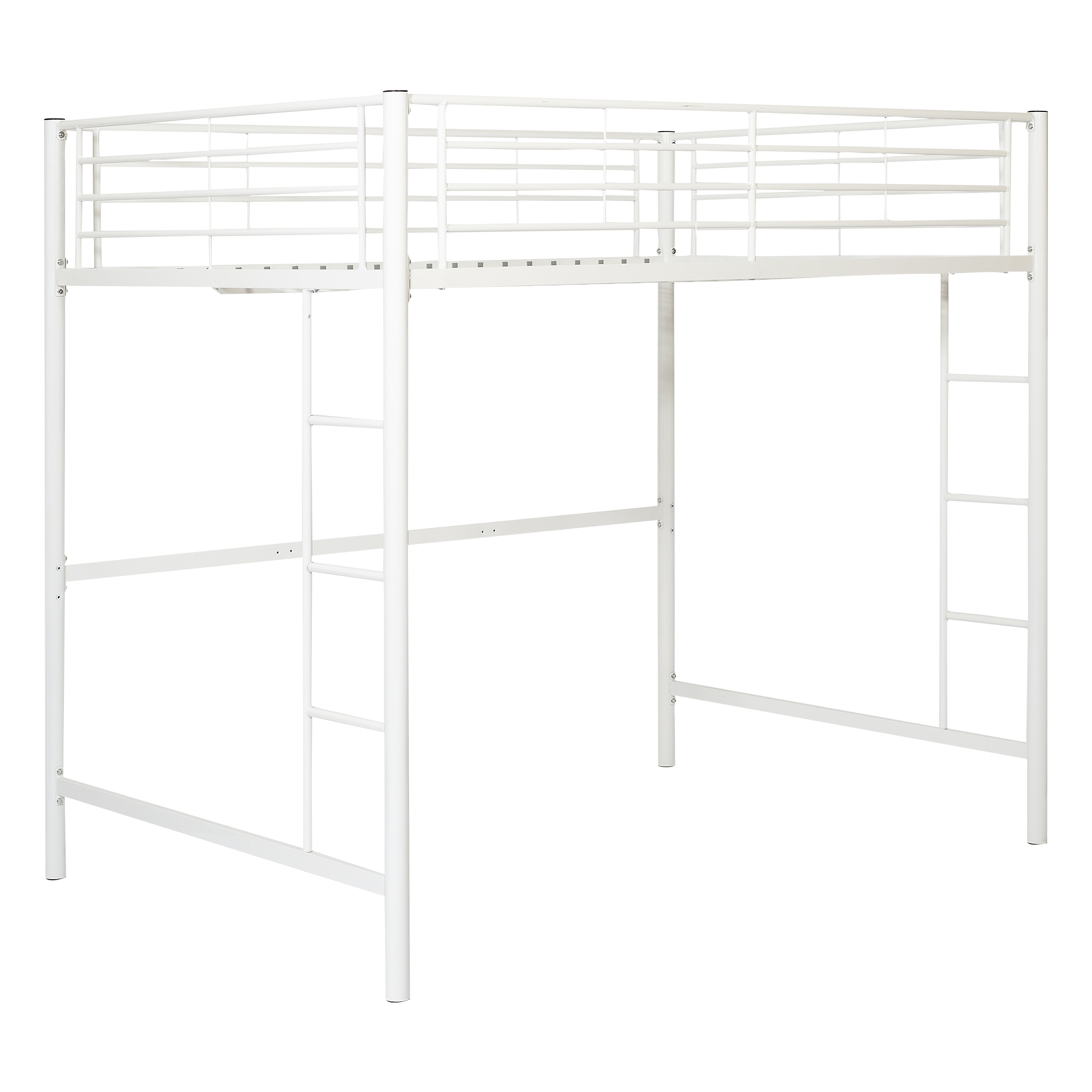 Premium Metal Full Size Loft Bed - White - Image 0