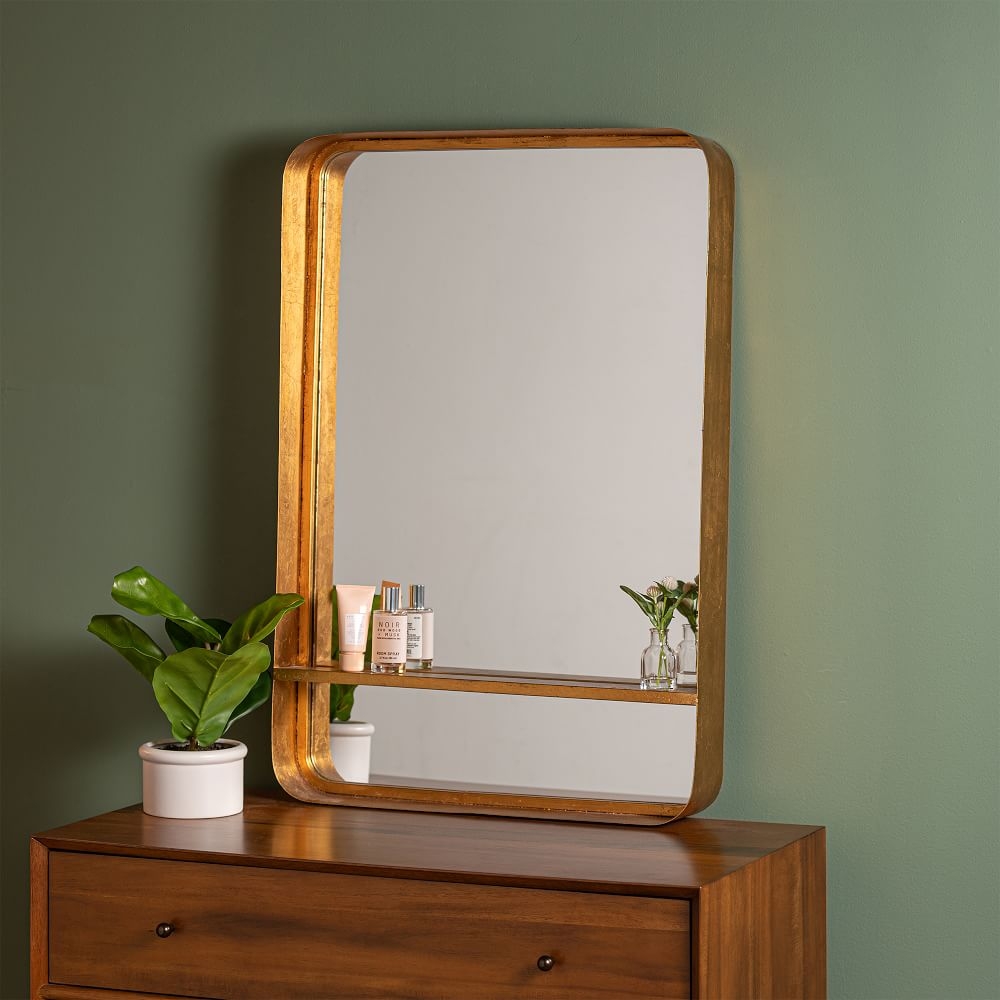 Gold Mirror With Shelf, 24"Wx36"H - Image 0