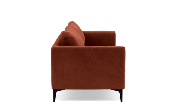 Owens Loveseats with Red Rust Fabric, standard down blend cushions, and Matte Black legs - Image 2