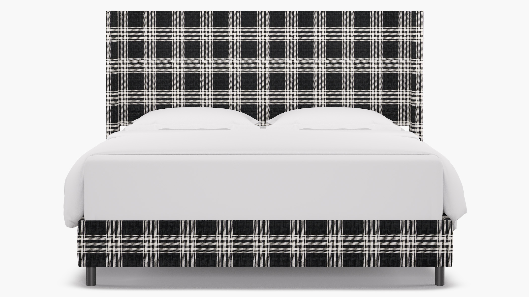 Modern Wingback Bed, Barnegat Plaid, King - Image 0