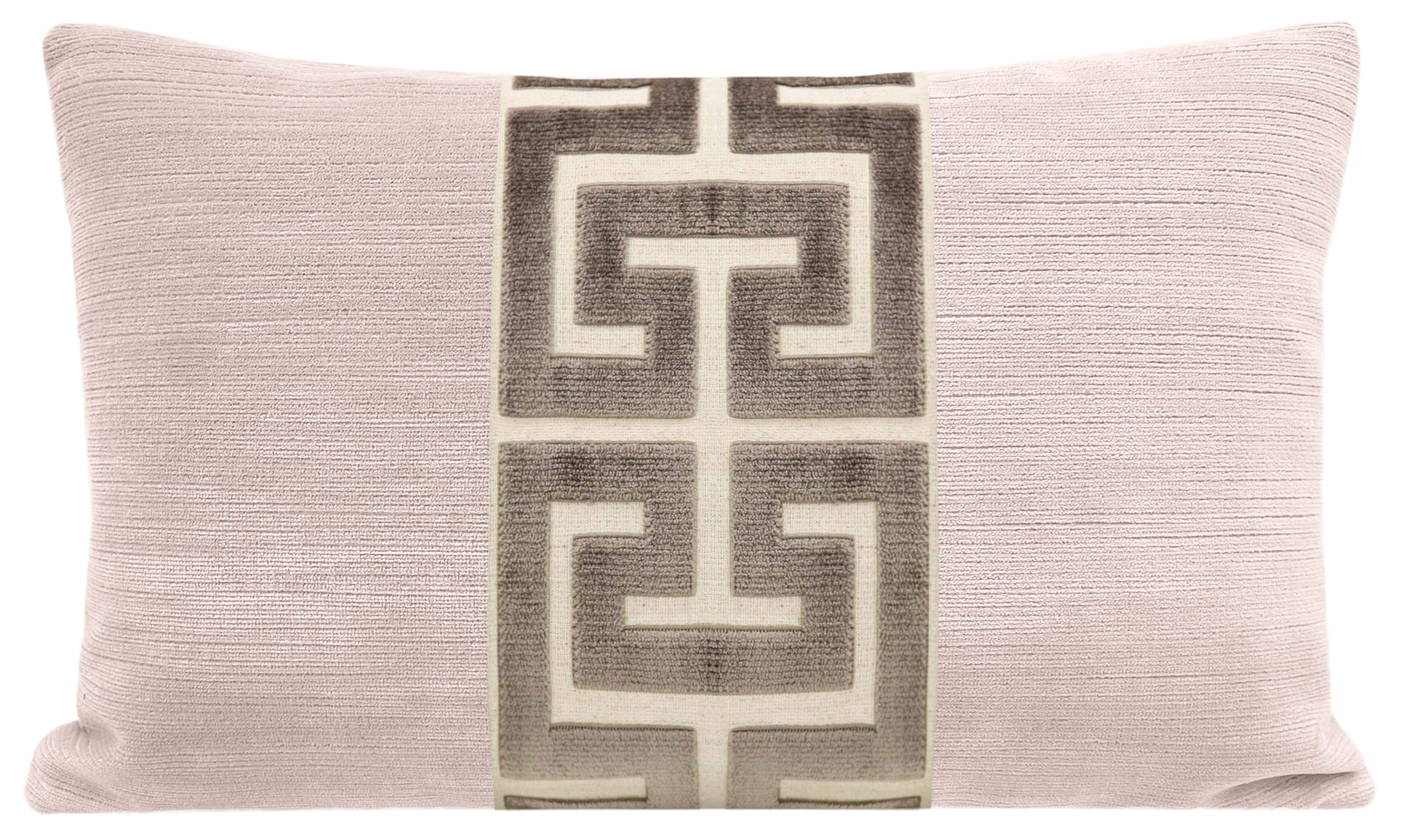 THE LITTLE LUMBAR :: STRIE VELVET // BALLET + TAUPE GREEK TRIM - LITTLE LUMBAR 12" X 18" - Image 0