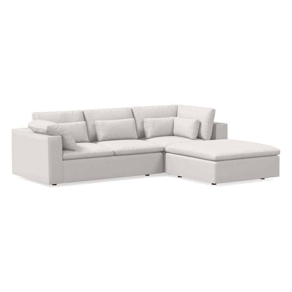 Harmony Mod 122" Right Ottoman Multi Seat 3-Piece Sectional, Performance Washed Canvas, White - Image 0