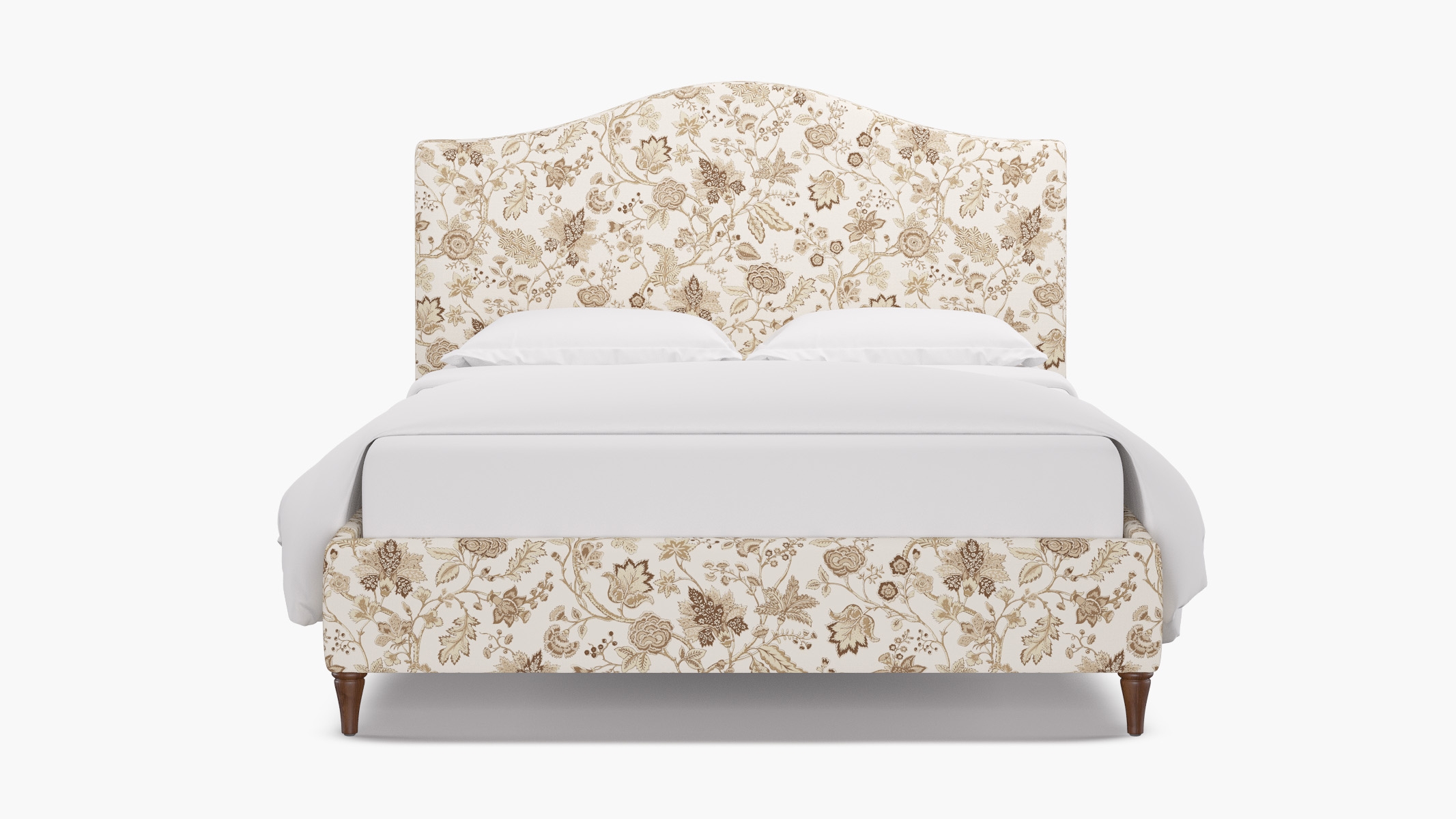 Camelback Bed, Tawny La Vendee, Walnut Decorative Tapered Leg, King - Image 0