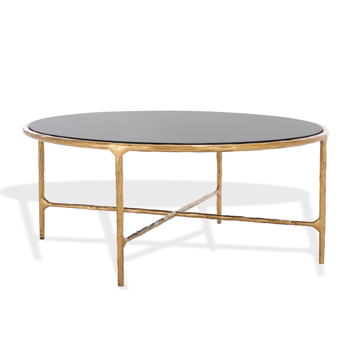 Jessa Round Metal Coffee Table - Brass/Black - Image 4
